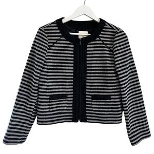 J. Crew Factory Suiting Wool Striped Tweed Full Zip Jacket Blue‎ Women’s Size 4